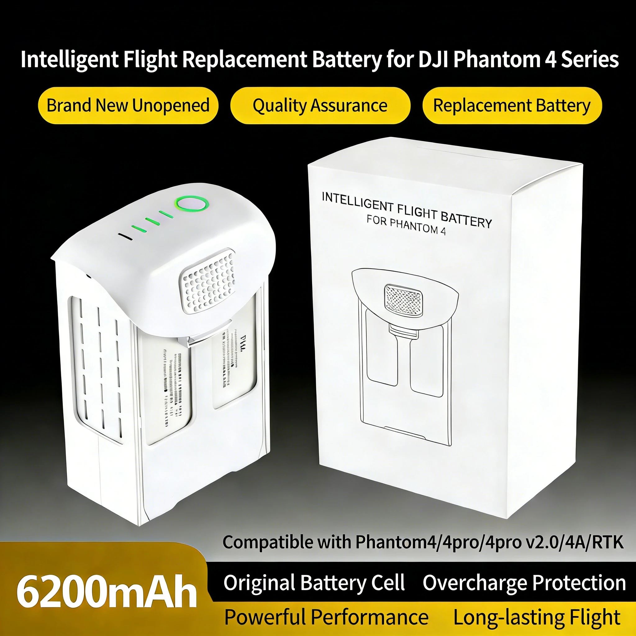Drone Battery Li-Ion - New Phantom 4 battery 6200mah Compatible